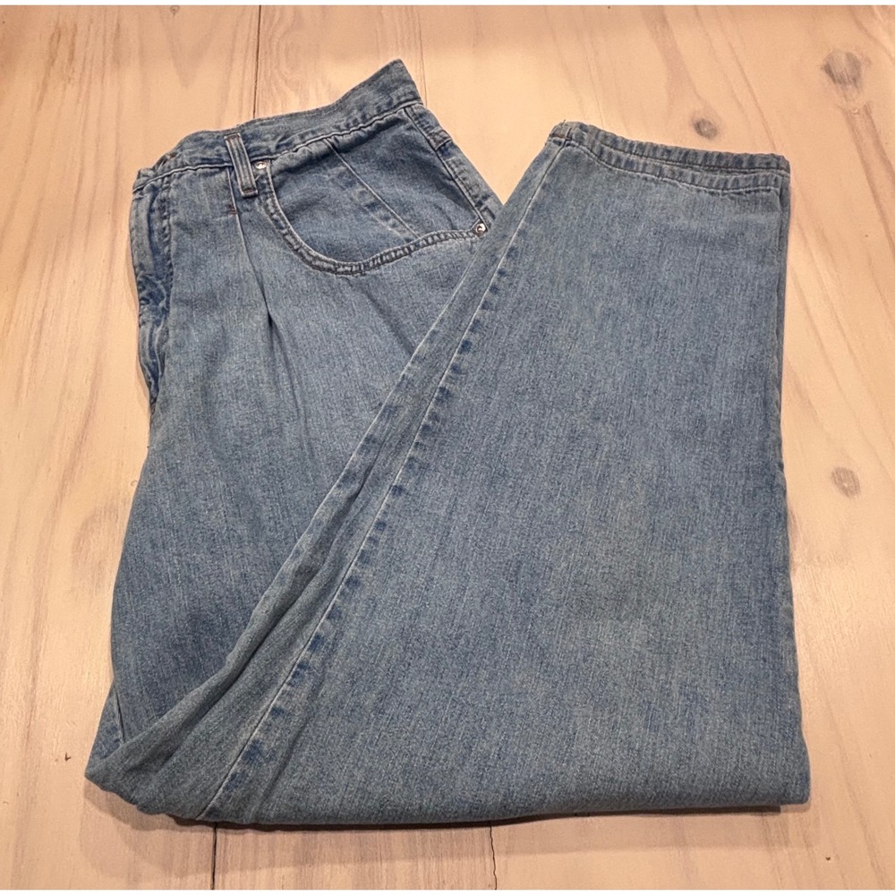Venezia Jeans Womens‎ 16 Light Wash High Rise Pleated Mom Jeans Made USA Cotton - Picture 14 of 14